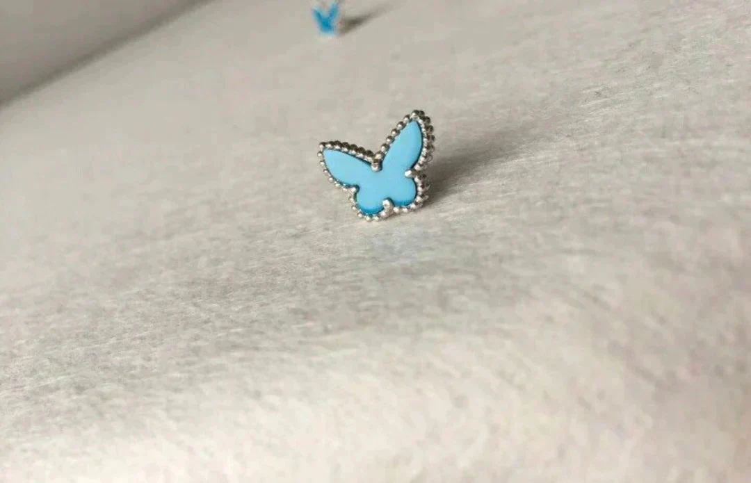 [VA]BUTTERFLY TURQUOISE EARRINGS SILVER