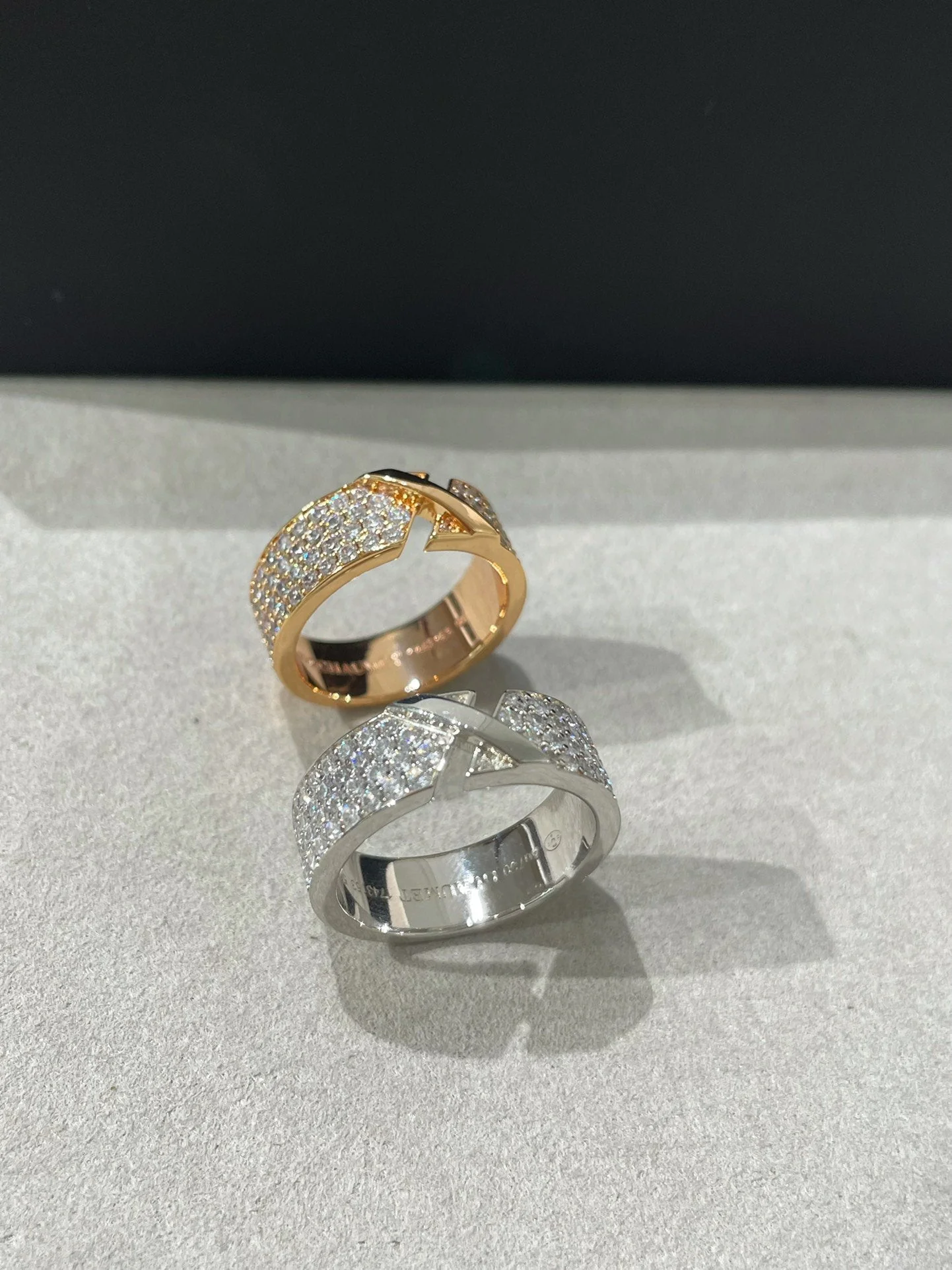 [CH]LIENS EVIDENCE PINK GOLD DIAMOND PAVED RING
