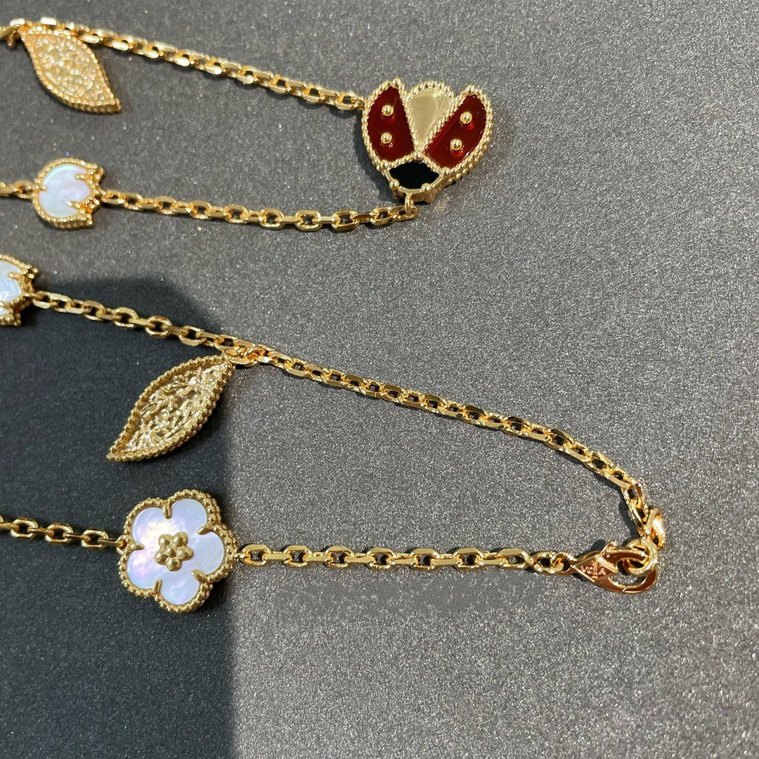 [VA]LUCKY SPRING 15 MOTIFS GOLD NECKLACE