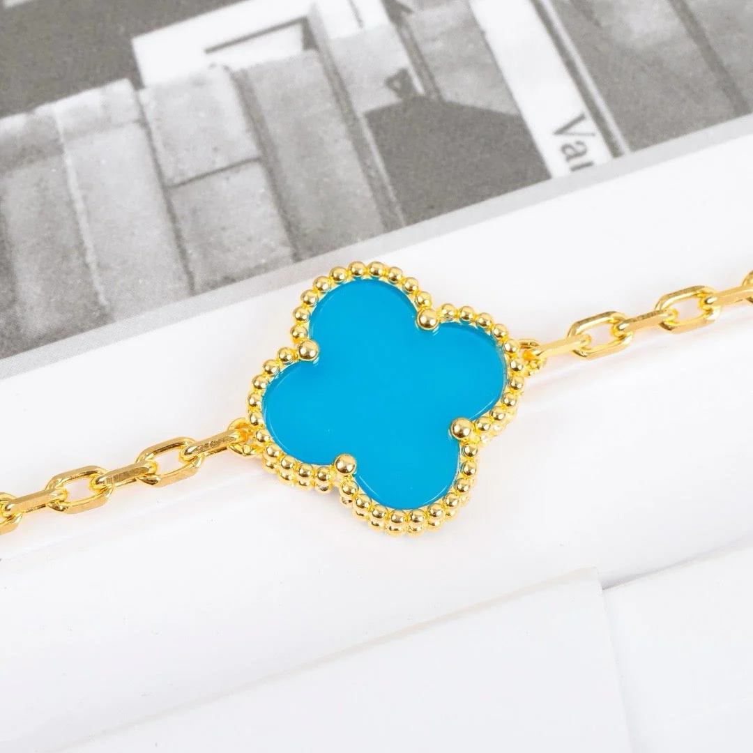 [VA]CLOVER 5 MOTIFS TURQUOISE BRACELET