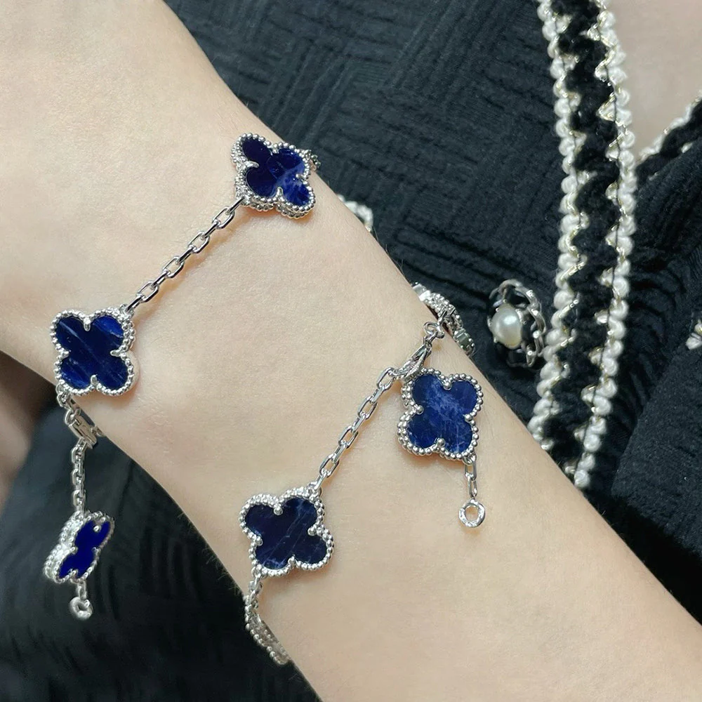 [VA]CLOVER 5 MOTIF PIETERSITE SILVER BRACELET