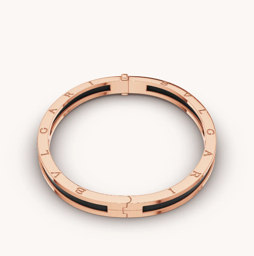 [BV]ZERO 1 PINK GOLD WITH BLACK CERAMIC BRACELET