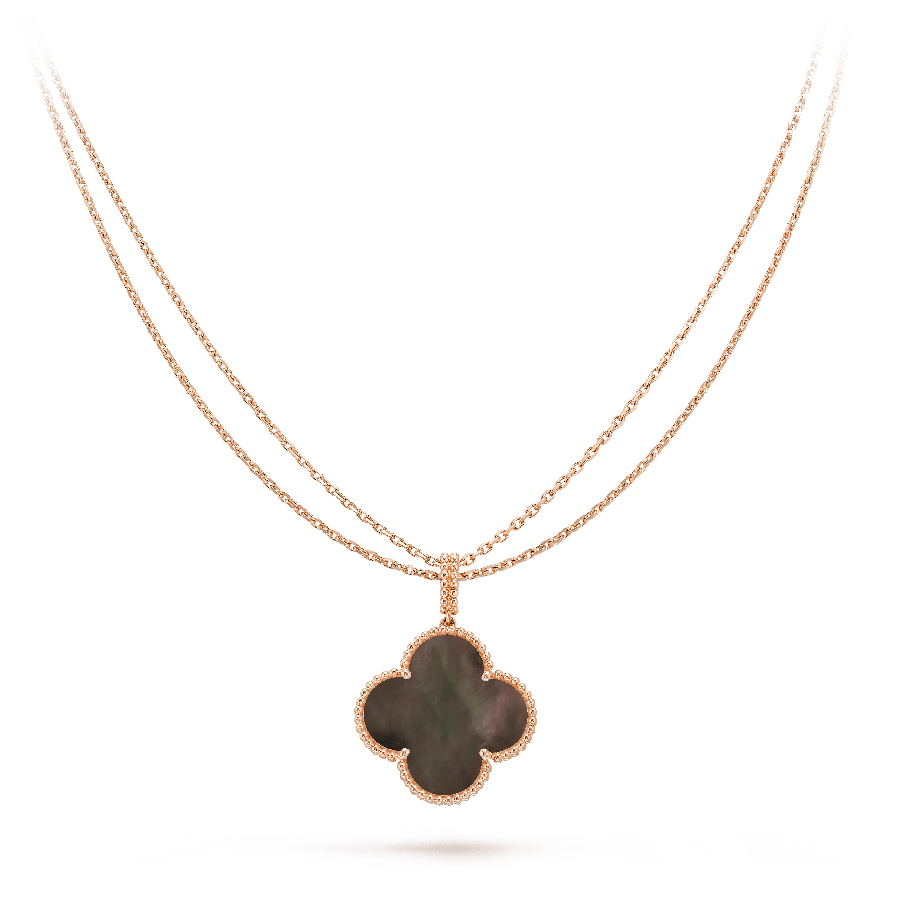 [VA]CLOVER 25MM GOLD DARK MOP BIG CLOVER NECKLACE