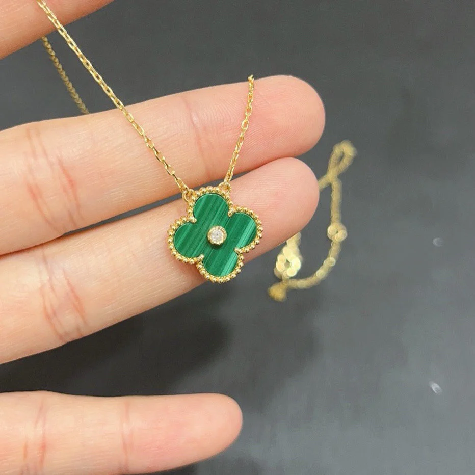 [VA]CLOVER 15MM DIAMOND TURQUOISE NECKLACE