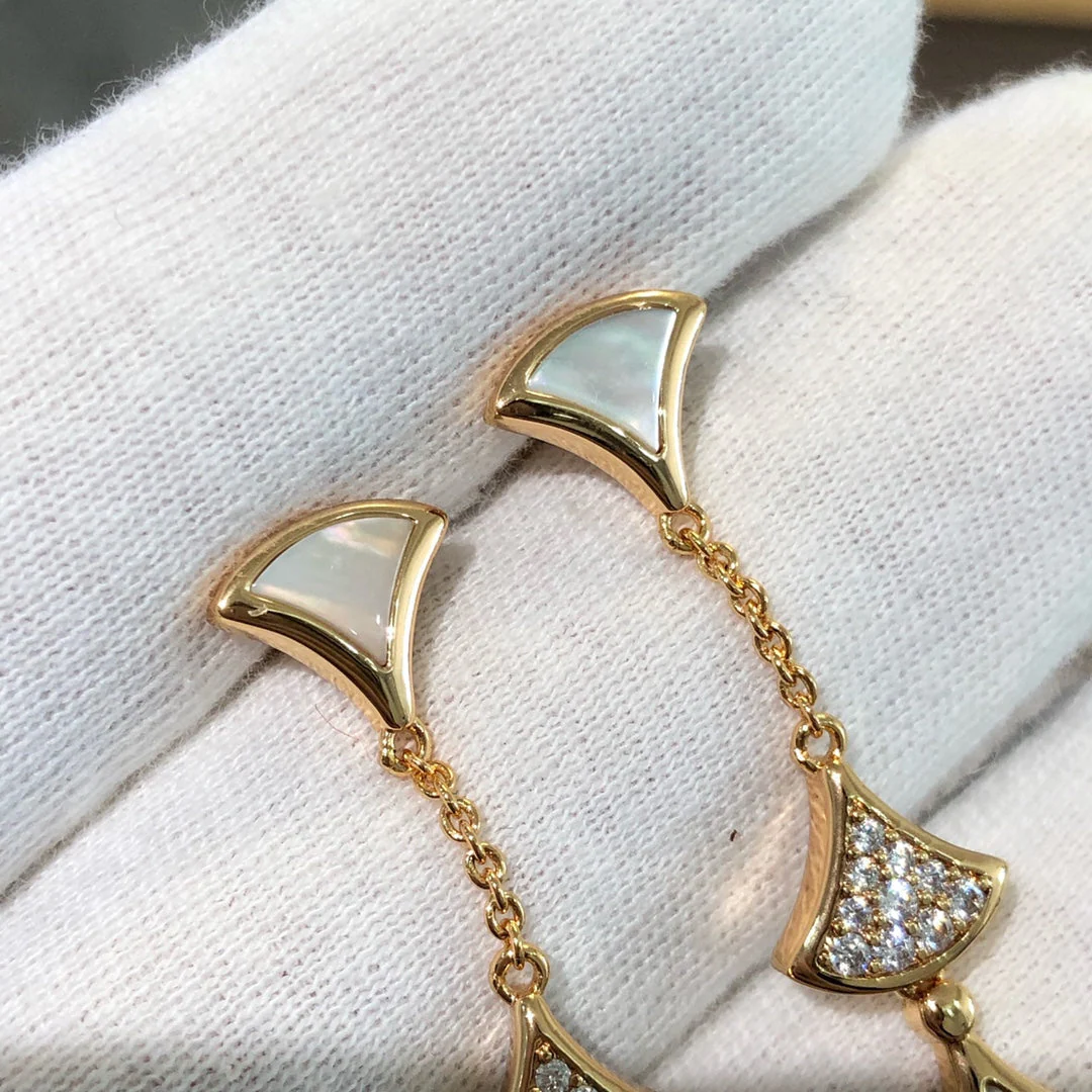 [BV]DREAM EARRINGS 3 MOTIFS DIAMOND MOP PINK GOLD