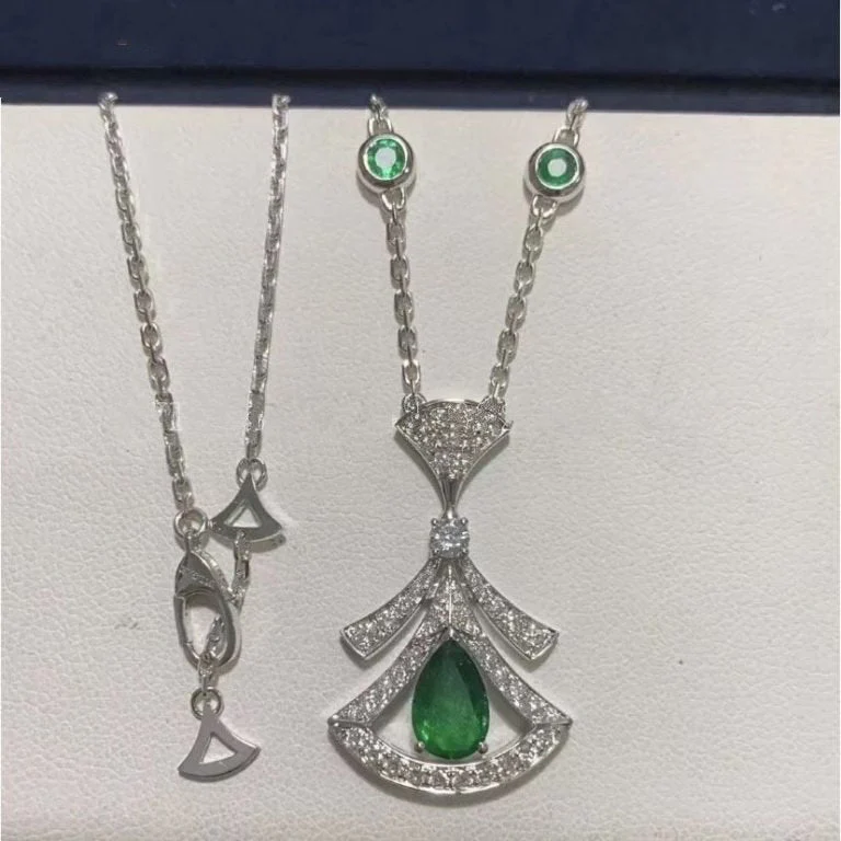 [BV]DREAM NECKLACE MALACHITE DIAMOND SILVER