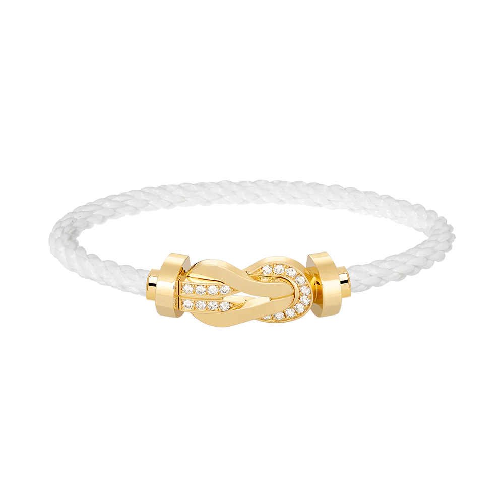 [FE]CHANCE LARGE 8 FIGURE BUCKLE HALF DIAMOND BRACELET GOLD