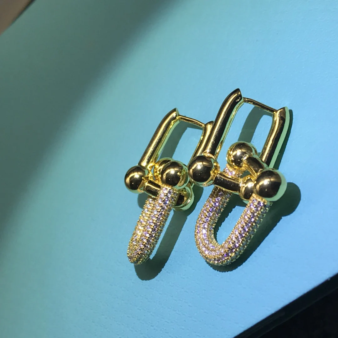[TF]HARDWARE DROP EARRINGS DOUBLE LINK DIAMOND