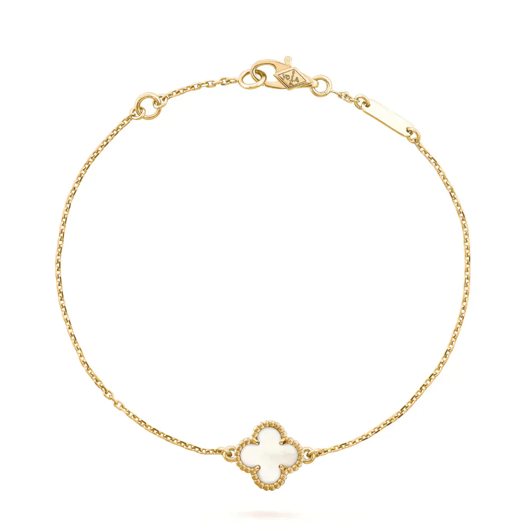 [VA]CLOVER WHITE MOP SINGLE FLOWER BRACELET