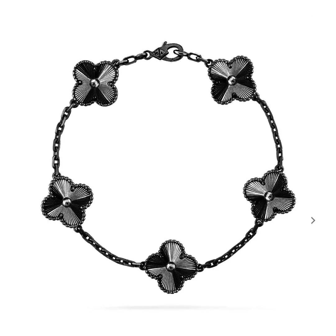[VA]CLOVER 5 MOTIF BLACK BRACELET