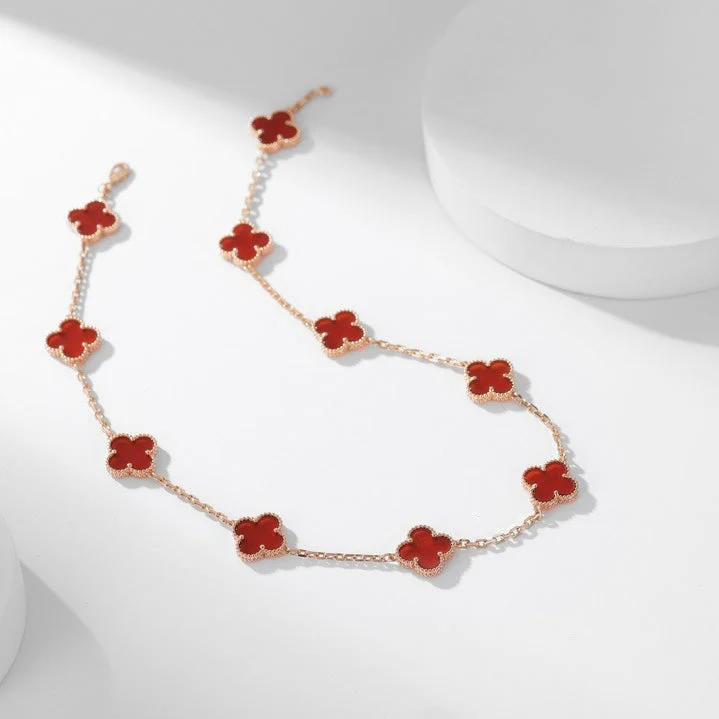 [VA]CLOVER 10 MOTIFS CARNELIAN NECKLACE