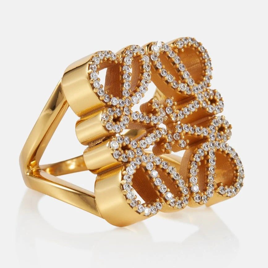 [CD]ANNAGRAM DIAMOND PAVED GOLD RING