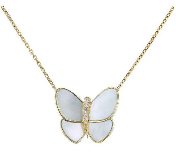 [VA]BUTTERFLY GOLD MOP DIAMOND NECKLACE