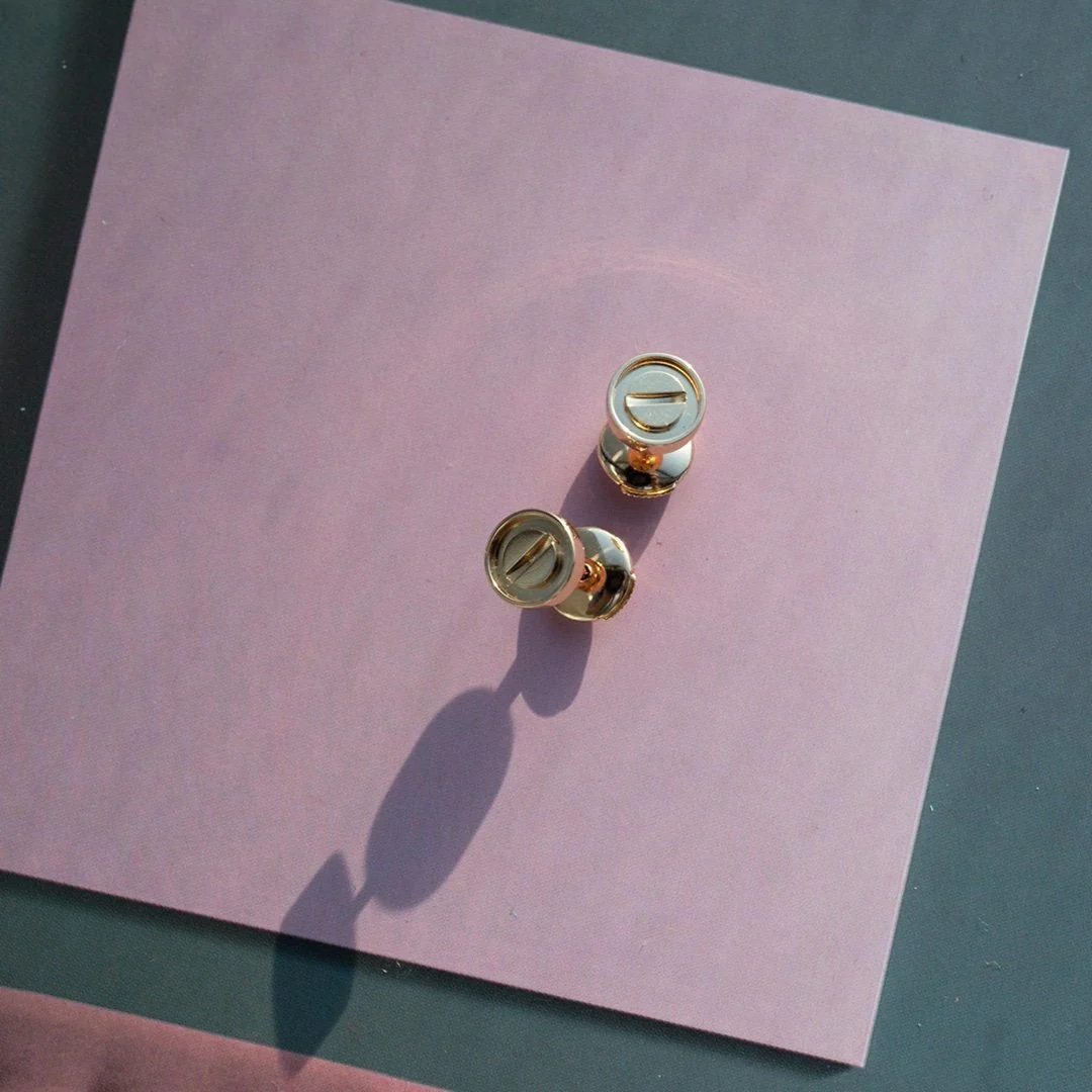 [Hmes]LOVE EARRINGS PINK GOLD 10MM