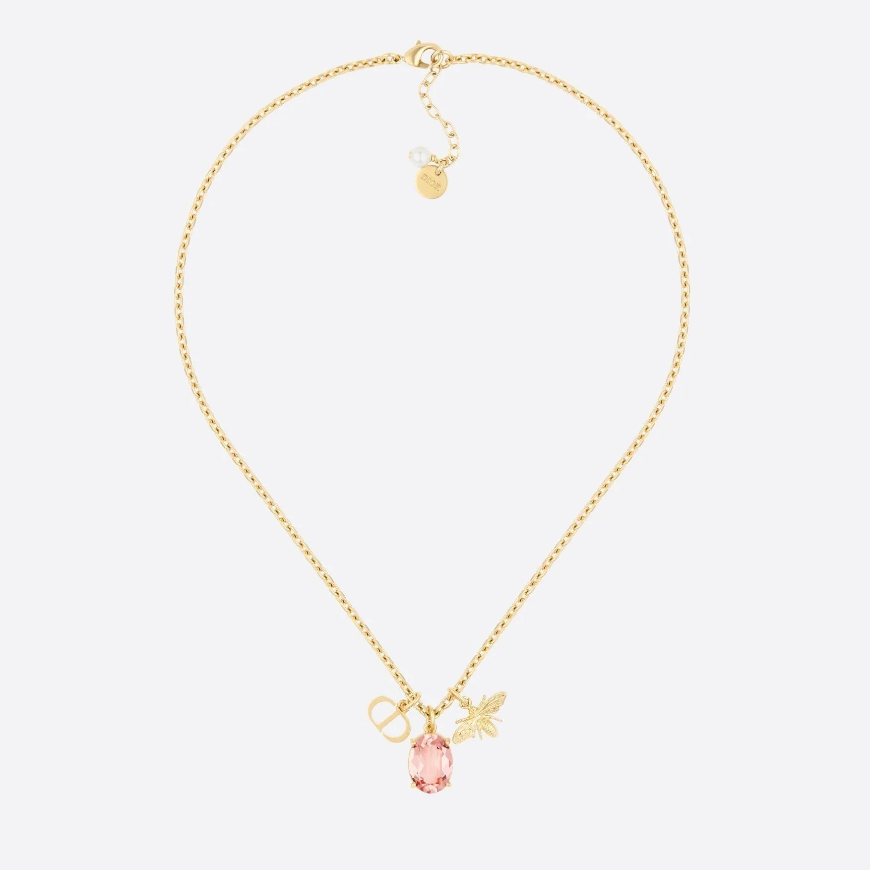 [CD]CD GOLD-COLORED METAL WITH WHITE RESIN PEARL NECKLACE