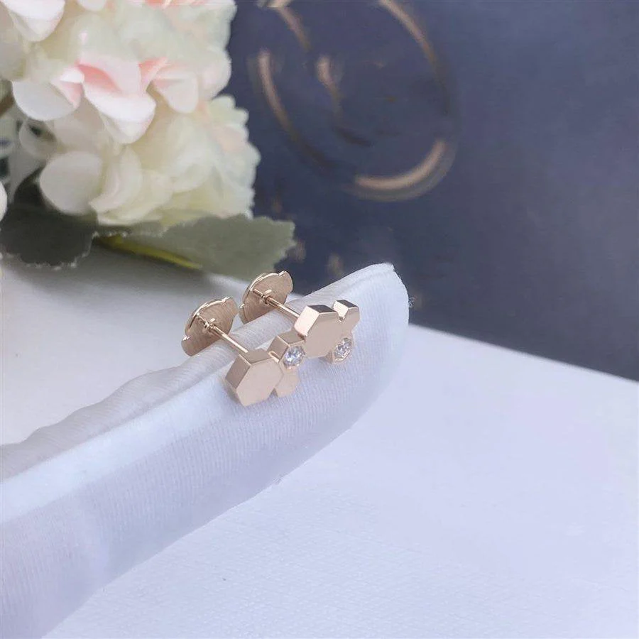[CH]BEE LOVE PINK GOLD DIAMOND EARRINGS