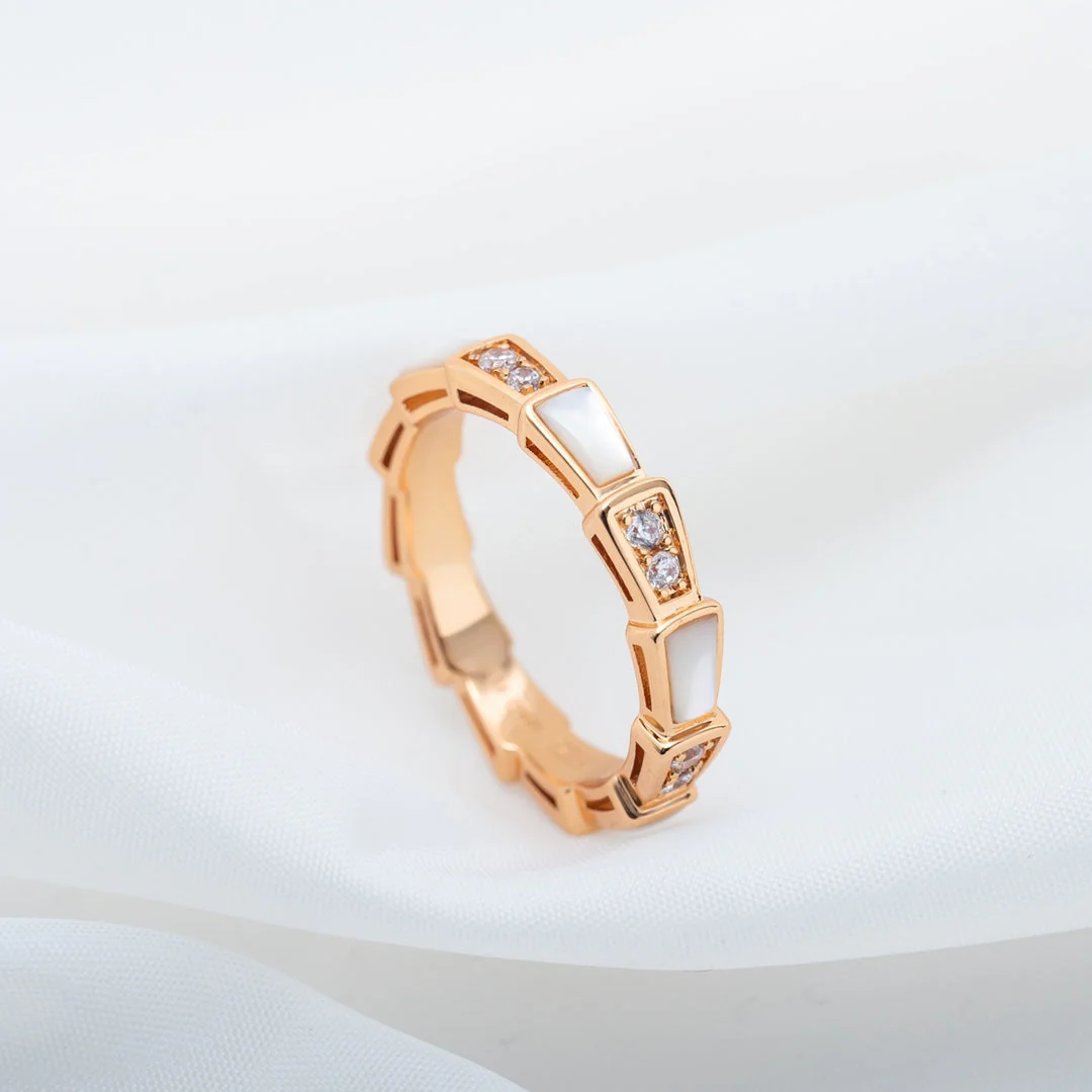 [BV]SERPENTI RING PINK GOLD DIAMOND MOP 3MM