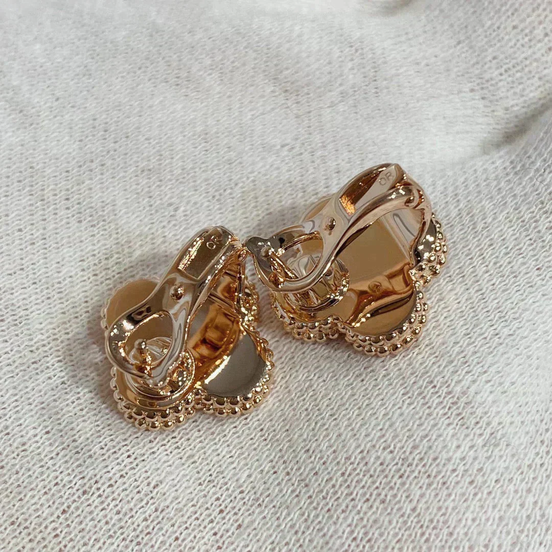 [VA]CLOVER MEDIUM 1 MOTIFS CARNELIAN  DIAMOND earrings