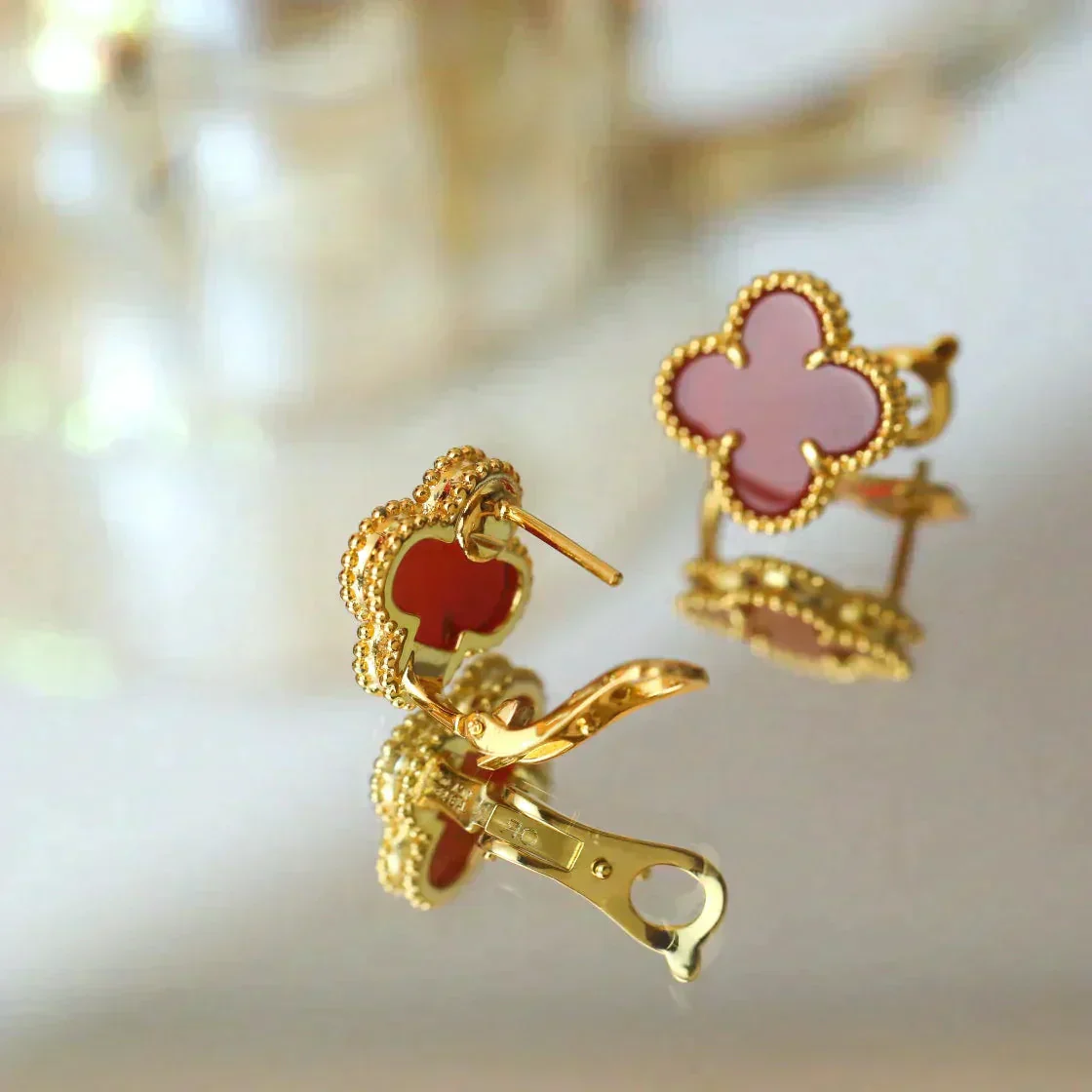 [VA]CLOVER MEDIUM 1 MOTIFS CARNELIAN  EARRINGS