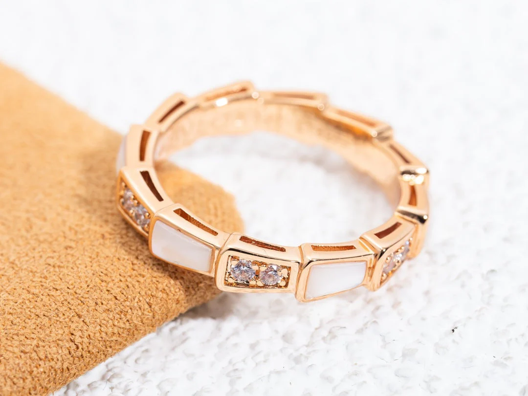 [BV]SERPENTI RING PINK GOLD DIAMOND MOP 3MM
