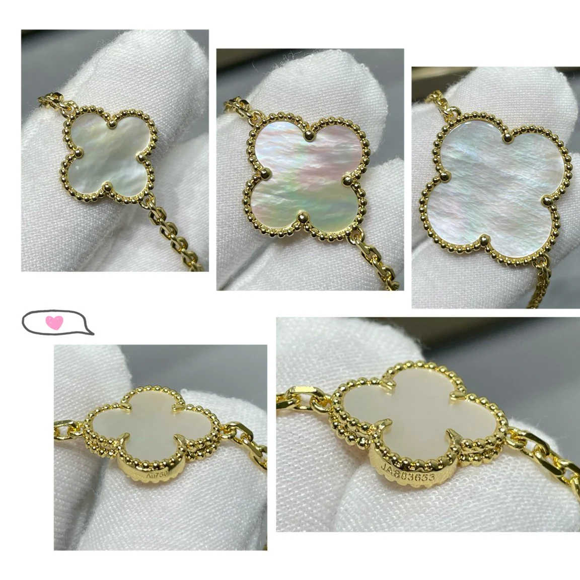 [VA]CLOVER 16 MOTIF WHITE MOP GOLD NECKLACE