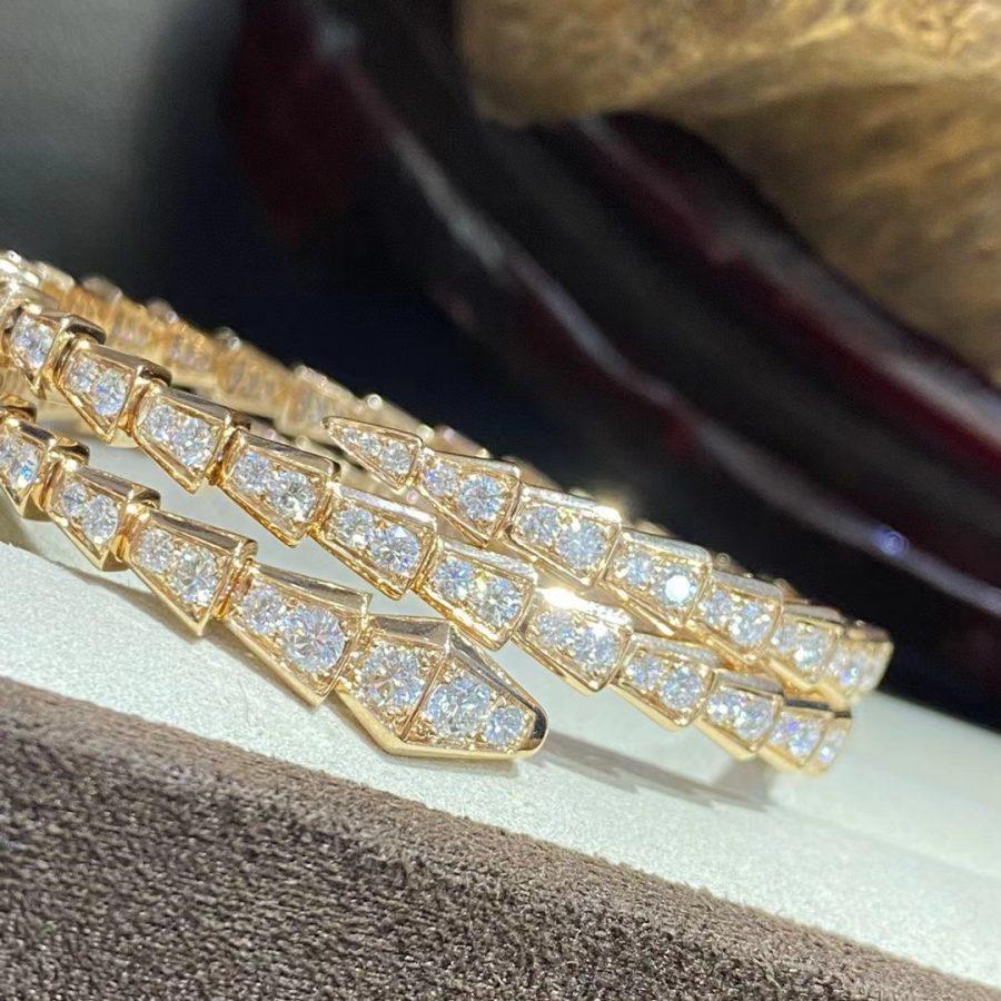[BV]SERPENTI BRACELET GOLD DIAMOND DOUBLE ROW