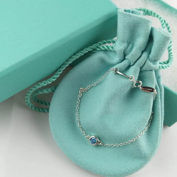 [TF]DIAMOND STERLING SILVER AQUAMARINE BUBBLE BRACELET