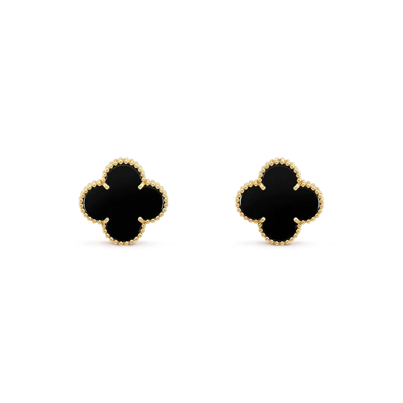 [VA]CLOVER MEDIUM 1 MOTIFS  ONYX STUD EARRINGS