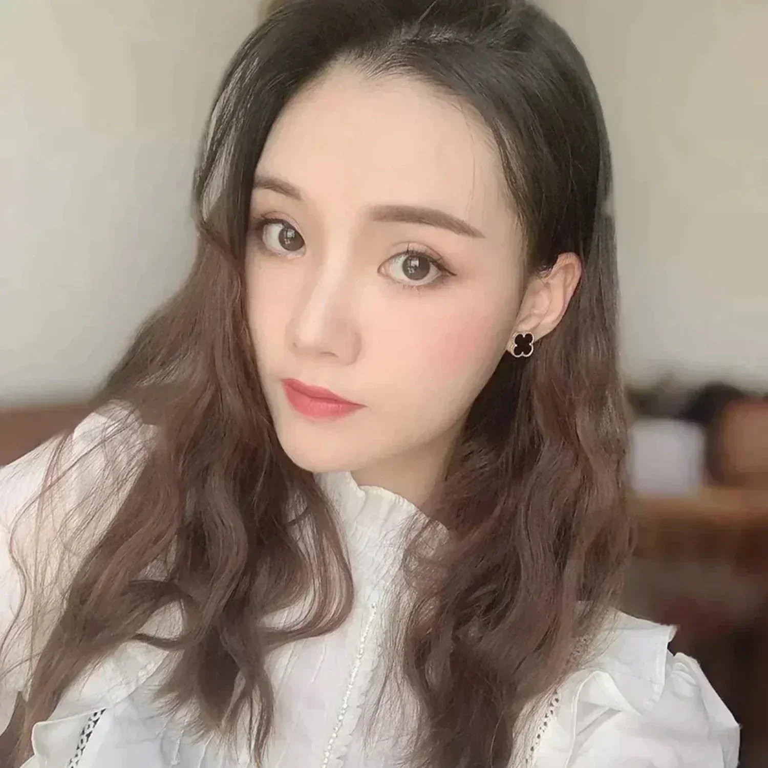 [VA]CLOVER MEDIUM 1 MOTIFS  ONYX STUD EARRINGS