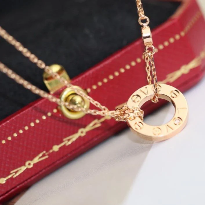 [CT]LOVE NECKLACE ADJUSTABLE ROSE GOLD 2 DIAMOND