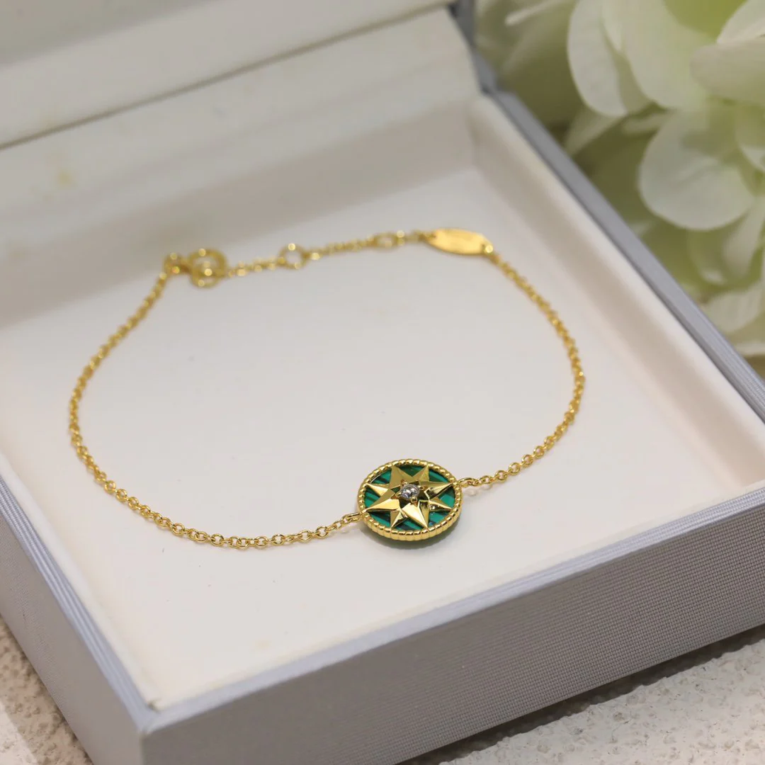 [CD]LUCKY STAR 1 DIAMOND GREEN GOLD BRACELET