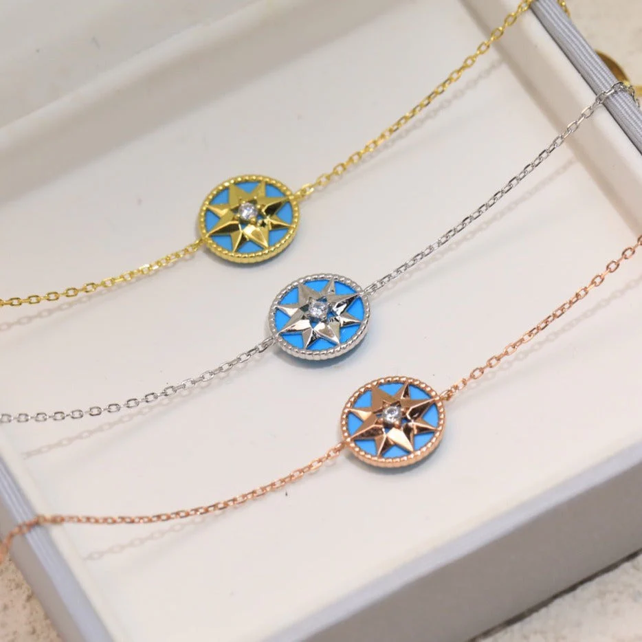 [CD]LUCKY STAR 1 DIAMOND BLUE GOLD BRACELET