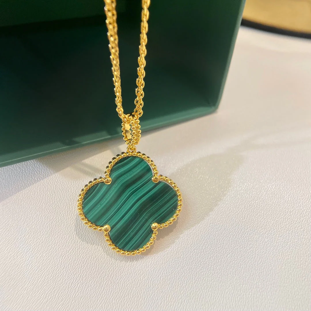 [VA]CLOVER 25MM MALACHITE GOLD NECKLACE