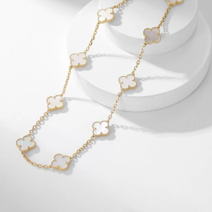 [VA]CLOVER 10 MOTIFS WHITE MOTHER OF PEARL NECKLACE