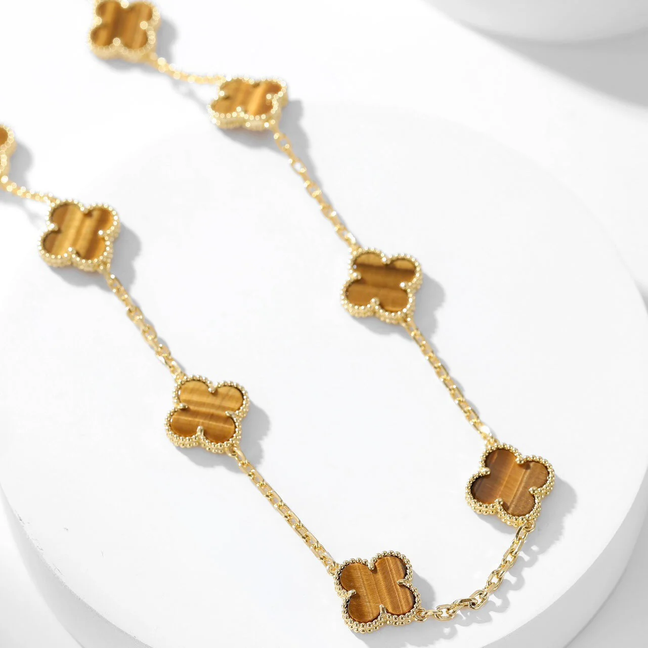 [VA]CLOVER 10 MOTIFS TIGER EYE NECKLACE