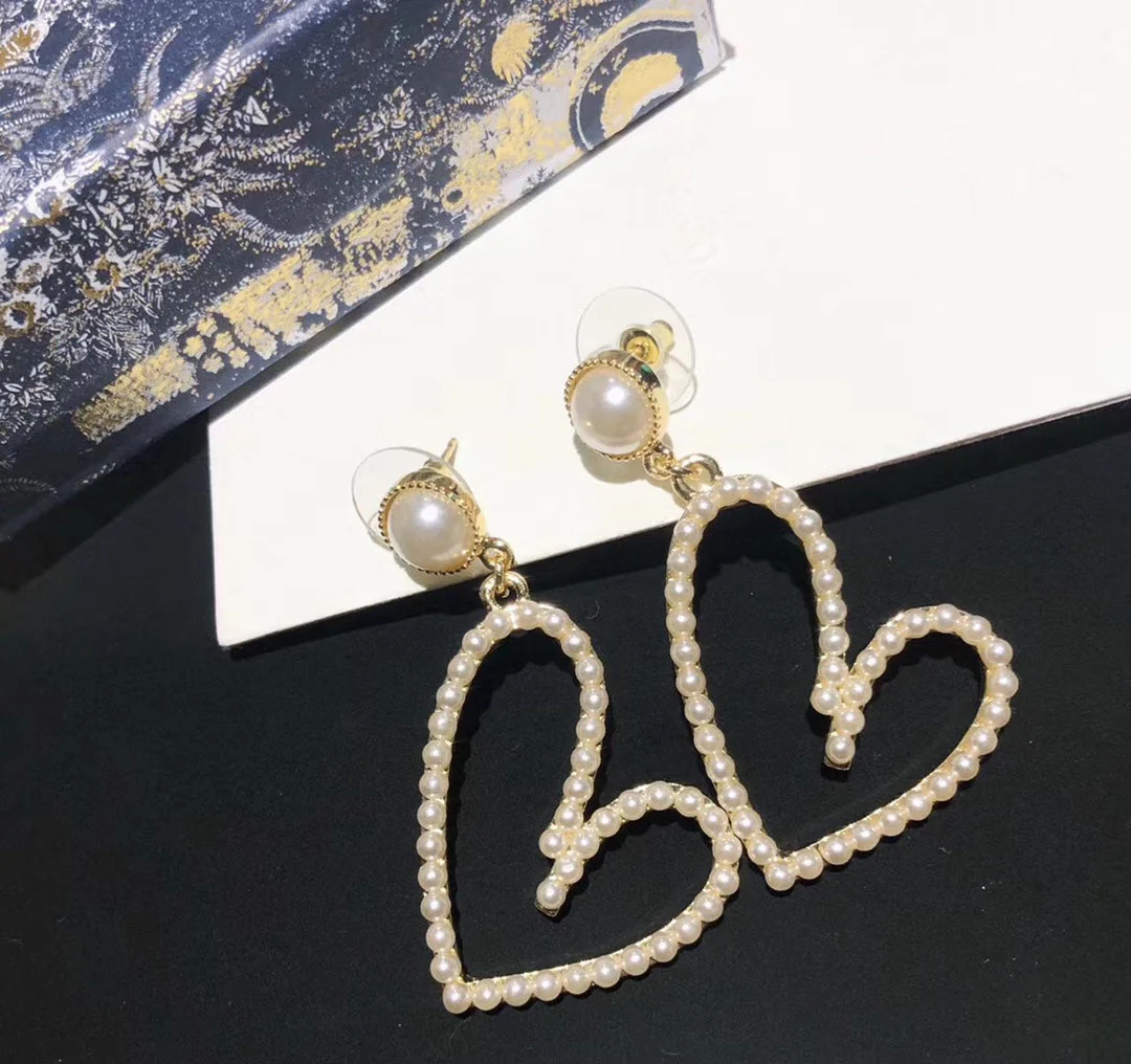 [CD]PEARL GOLD PLATED OPEN HEART  EARRINGS