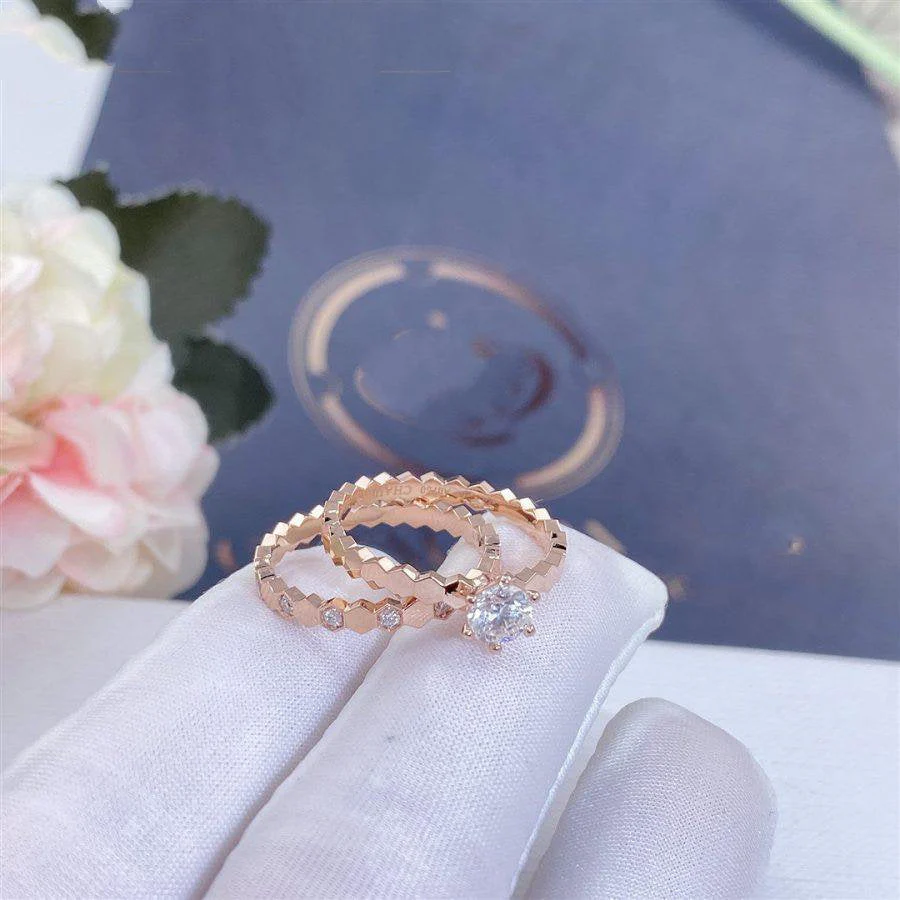 [CH]BEE LOVE RING PINK GOLD 1 DIAMOND