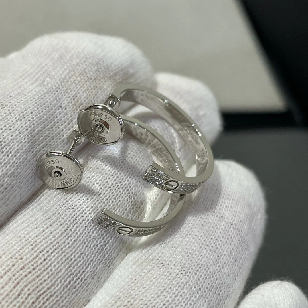 [CT]LOVE DIAMOND SILVER HOOP EARRINGS