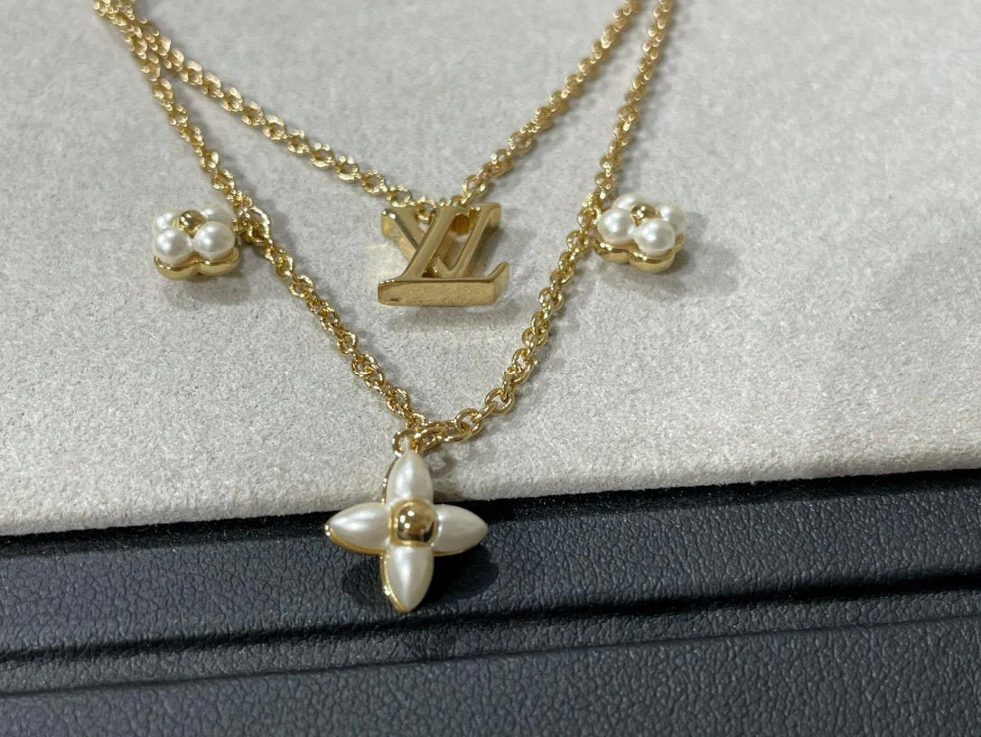[BV]FLOWERGRAM GOLD MOP DOUBLE ROW NECKLACE