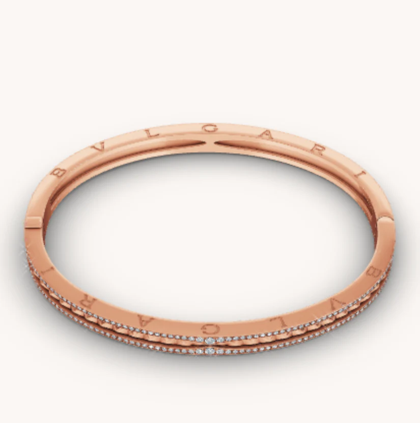 [BV]ZERO 1 SPIRAL AND PAVED DIAMOND PINK GOLD BRACELET