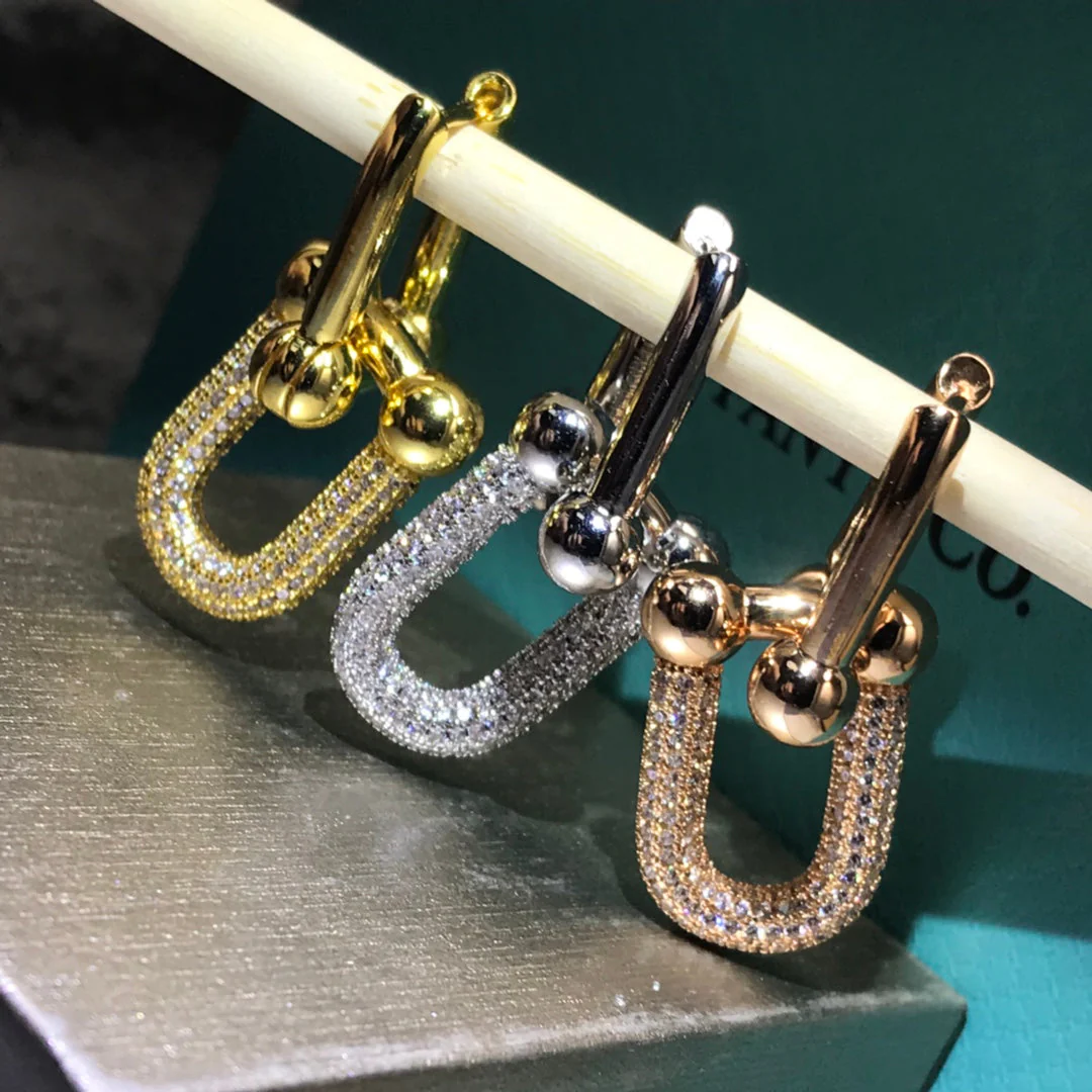 [TF]HARDWARE DROP EARRINGS DOUBLE LINK DIAMOND