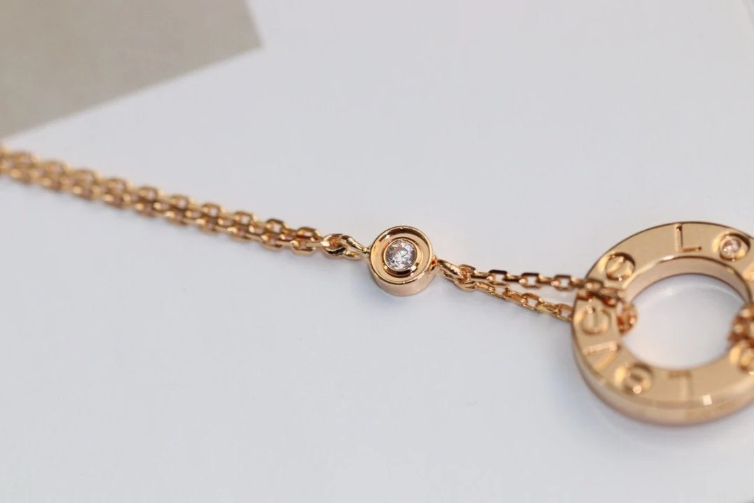[CT]LOVE NECKLACE ADJUSTABLE ROSE GOLD 2 DIAMOND