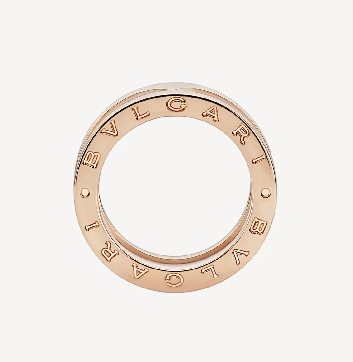 [BV]ZERO 1 TWO-BAND LOOPS AND WHITE CERAMIC SPIRAL PINK GOLD RING