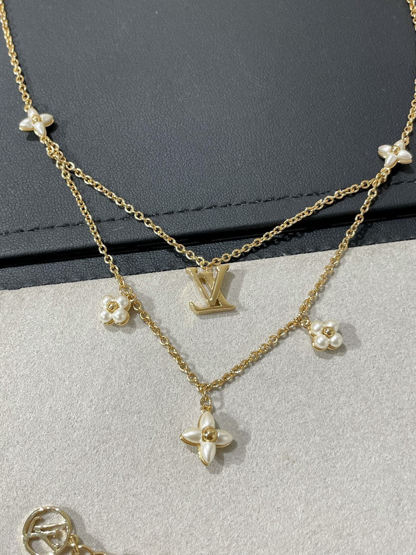 [BV]FLOWERGRAM GOLD MOP DOUBLE ROW NECKLACE