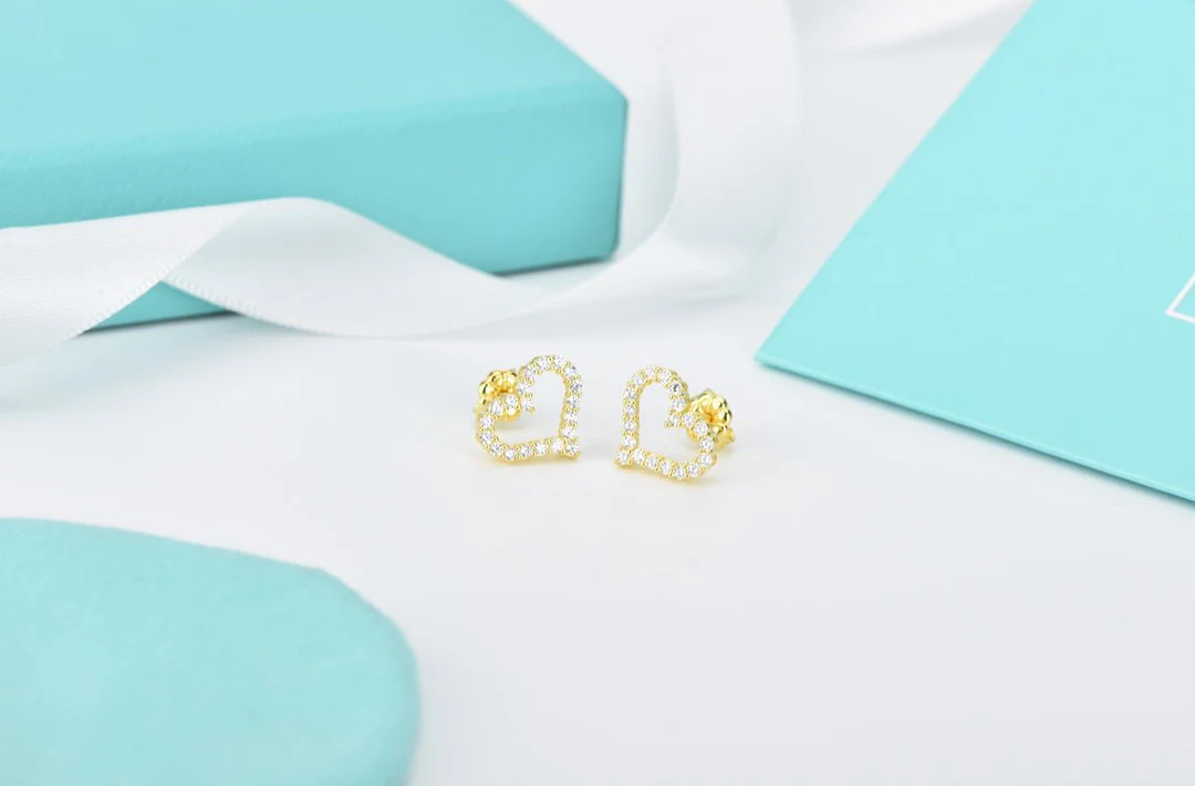 [TF]OPEN HEART STUD DIAMOND EARRINGS