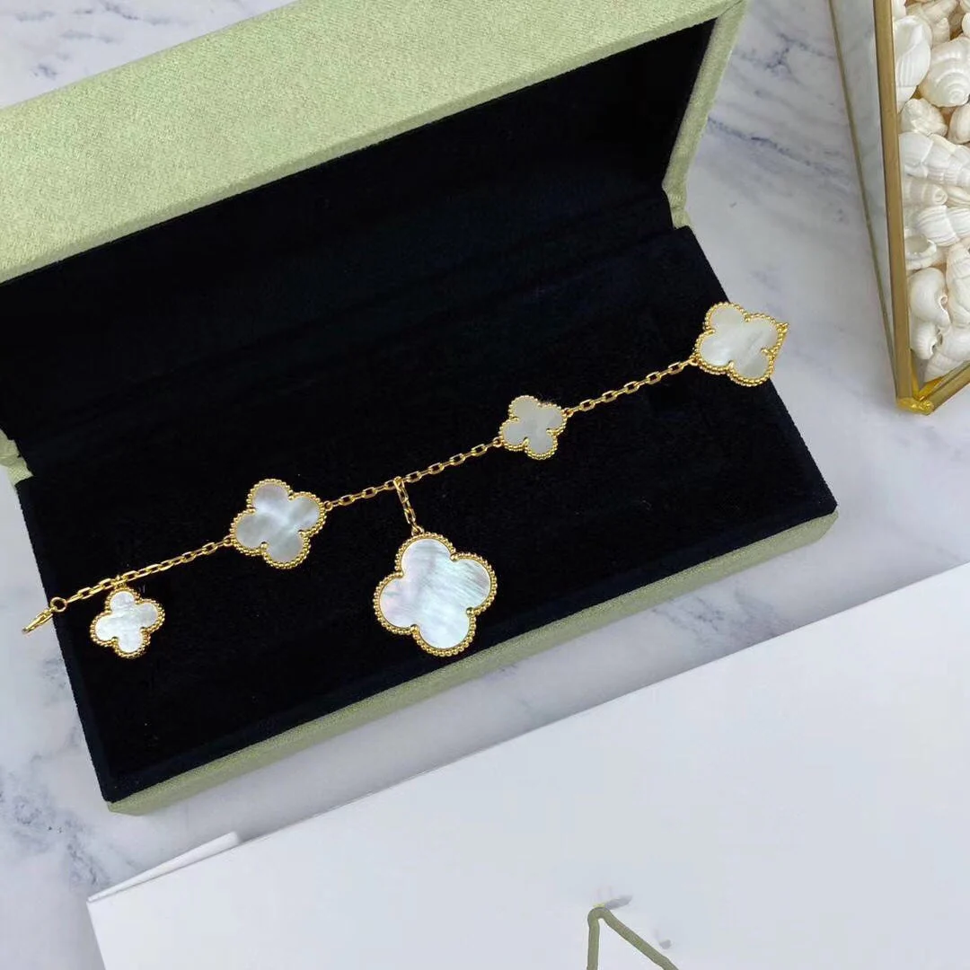[VA]MAGIC CLOVER MOP GOLD BRACELET 5 MOTIFS