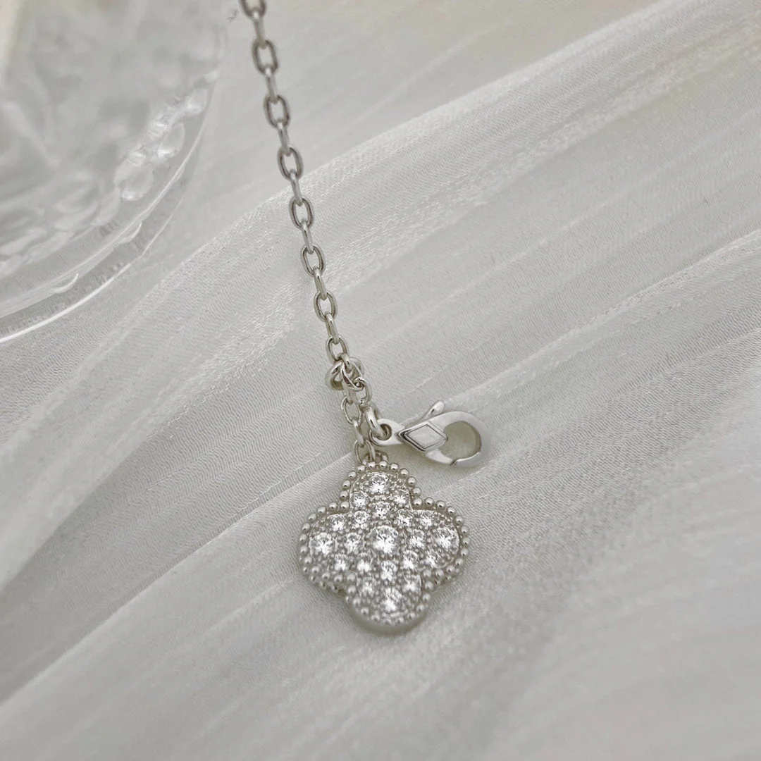 [VA]CLOVER 5 MOTIFS SILVER DIAMONDS NECKLACE
