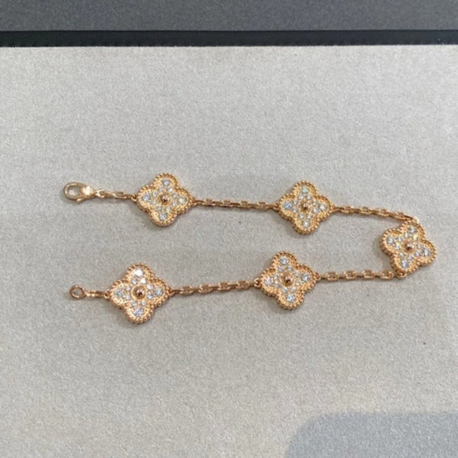 [VA]CLOVER 5 MOTIFS  FULL DIAMOND BRACELET