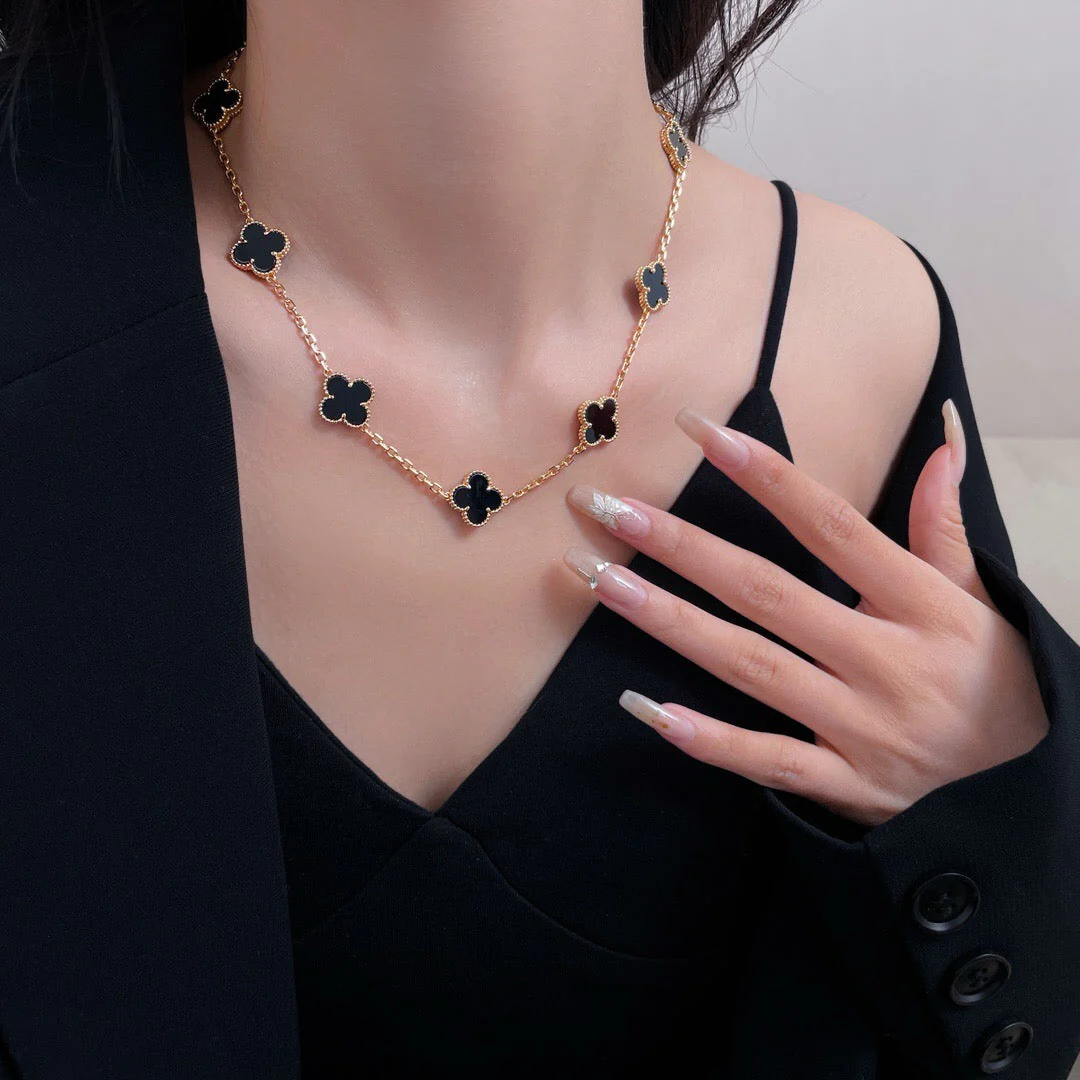 [VA]CLOVER 10 MOTIFS ONYX NECKLACE