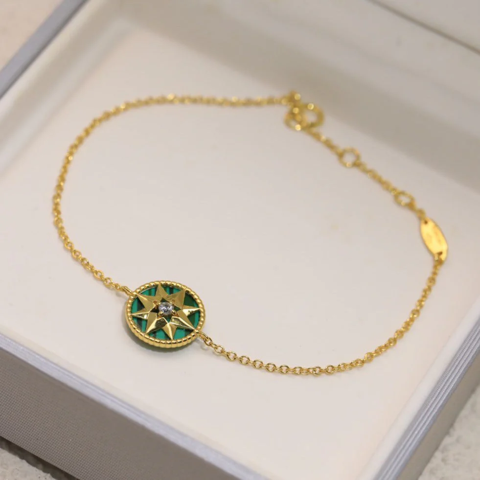 [CD]LUCKY STAR 1 DIAMOND GREEN GOLD BRACELET